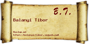 Balanyi Tibor névjegykártya